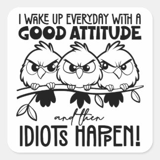 Idiots Happen Funny Bird Quote Gifts Square Sticker