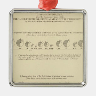 Idiots, Statistical US Lithograph 1870 Metal Tree Decoration