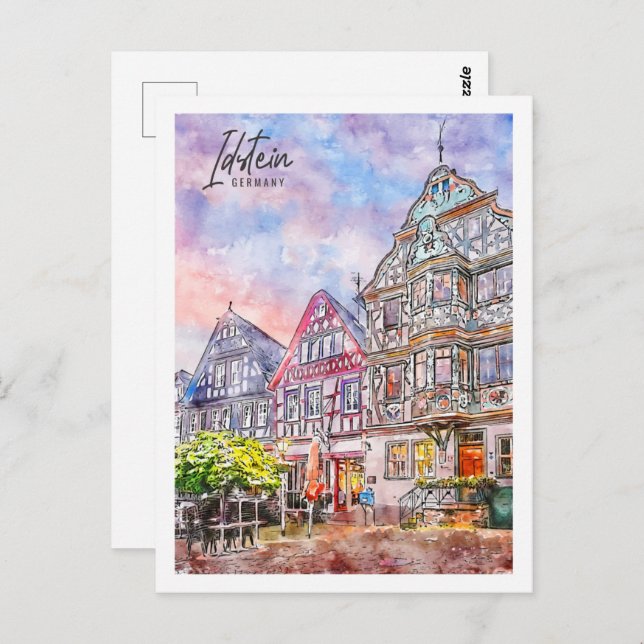 Idstein Germany Travel Place Watercolor Postcard (Front/Back)