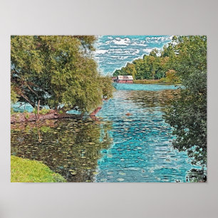 Idyll at the lake - digital painting poster