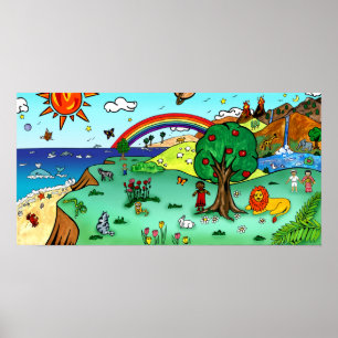 Idyllic Children's Landscape -- Paradise Poster