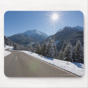 Idyllic empty road thrugh a winter landscape, 2 mouse pad