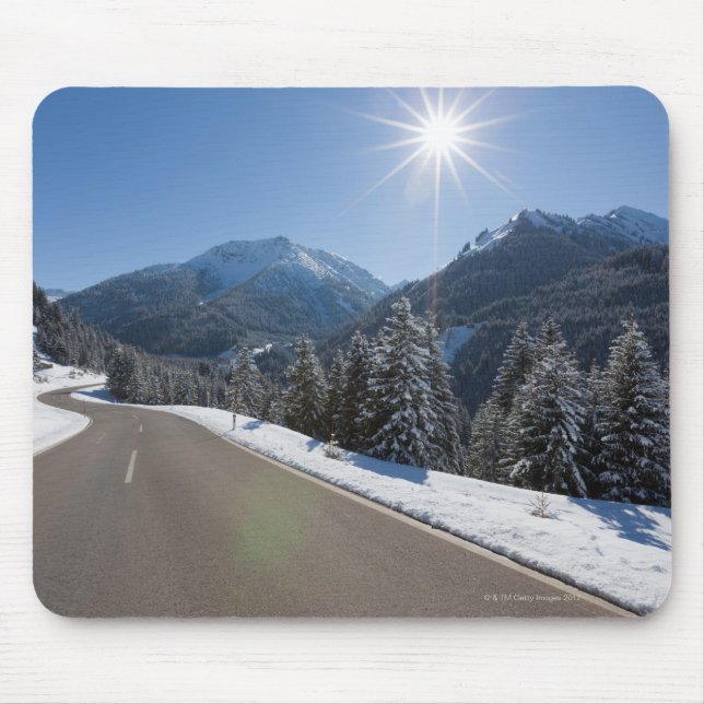 Idyllic empty road thrugh a winter landscape, 2 mouse pad (Front)