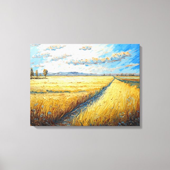 Idyllic Golden Wheat Fields Meadow Canvas Print (Front)