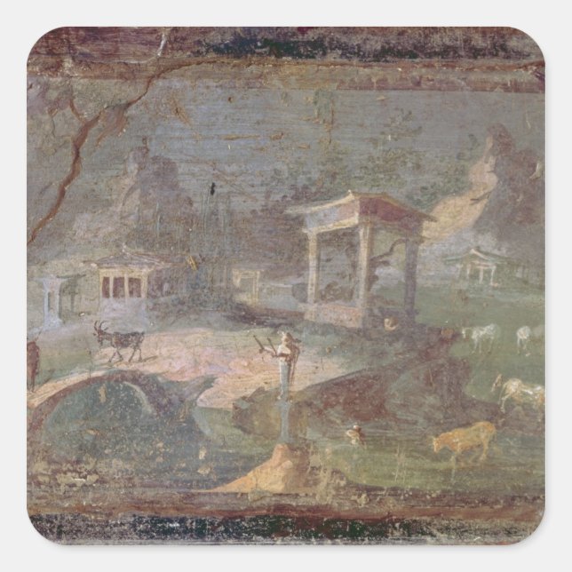Idyllic Landscape, from Herculaneum, Square Sticker (Front)