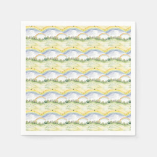 Idyllic Landscape with Trees, Bushes, Flowers Napkin