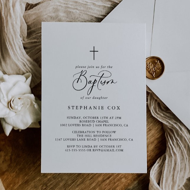 Idyllic Stylish Calligraphy Baptism  Invitation (Creator Uploaded)