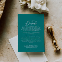 Idyllic Stylish Calligraphy Teal Wedding Details