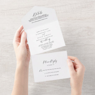 Idyllic Stylish Calligraphy Wedding  All In One Invitation