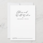 Idyllic Stylish Calligraphy Wedding Well Wishes  Advice Card<br><div class="desc">This idyllic stylish calligraphy wedding well wishes advice card is perfect for a rustic wedding. The simple and elegant design features classic and fancy script typography in black and white. These cards are perfect for a wedding, bridal shower, baby shower, graduation party & more. Personalise the cards with the names...</div>