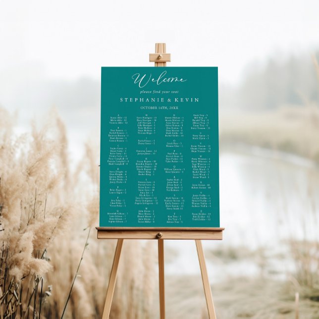 Idyllic Stylish Teal Alphabetical Seating Chart (Creator Uploaded)