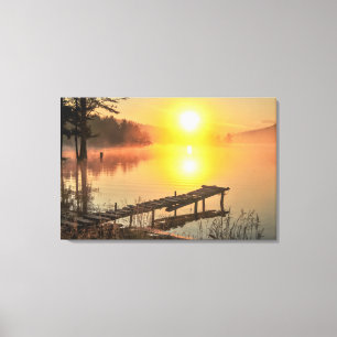 Idyllic Sunrise   Misty Mountain Lake, Bulgaria Canvas Print