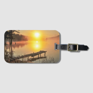 Idyllic Sunrise   Misty Mountain Lake, Bulgaria Luggage Tag