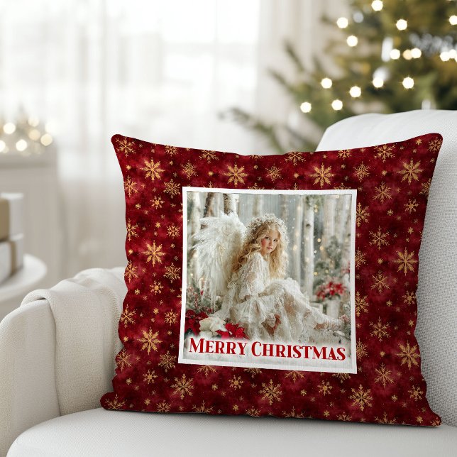 Idyllic Victorian Angel Red and Gold Gift Pillow (Idyllic Victorian Angel Red and Gold Gift Pillow)