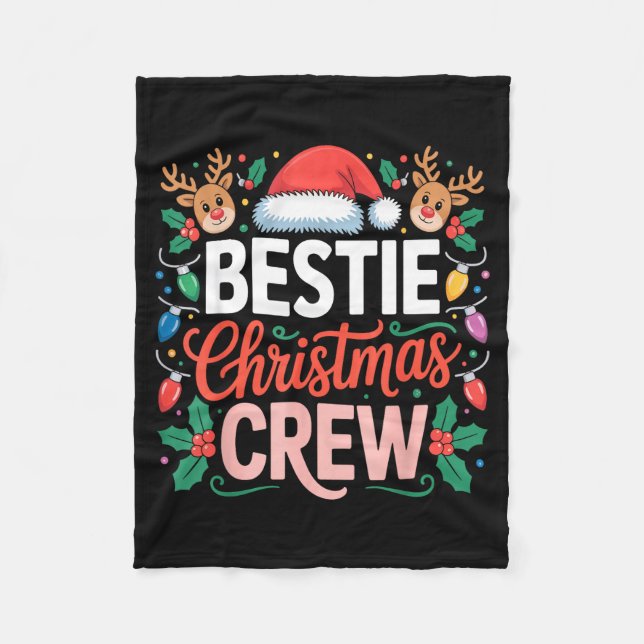 Ie Christmas Crew Santa Hat Holiday Art Matching F Fleece Blanket (Front)