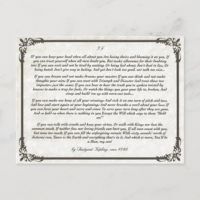 IF =  an Inspiring Poem for Young Men Postcard (Front)