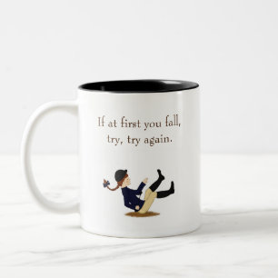 "If at first you fall, try, try again." Equestrian Two-Tone Coffee Mug
