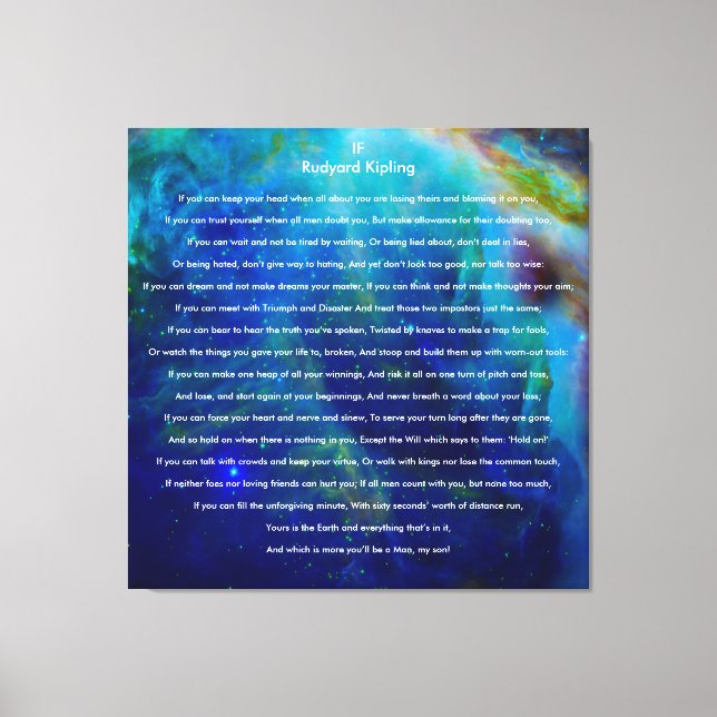 If by Rudyard Kipling on Orion Canvas Print (Front)