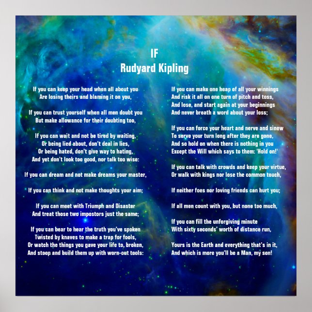 If by Rudyard Kipling on Orion Poster (Front)