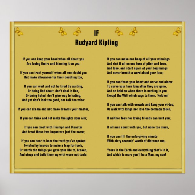 If by Rudyard Kipling Poster (Front)