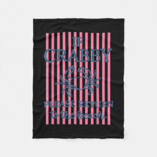 If Crabby Return To The Beach Hawaii Summer Fleece Blanket
