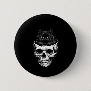 If fits sits black cat skull gothic funny dark 6 cm round badge