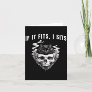 If fits sits black cat skull spooky minimalist card