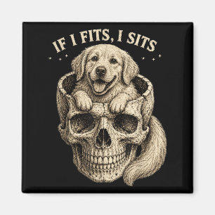 If Fits Sits Golden Retriever Skull Dark Gothic Magnet