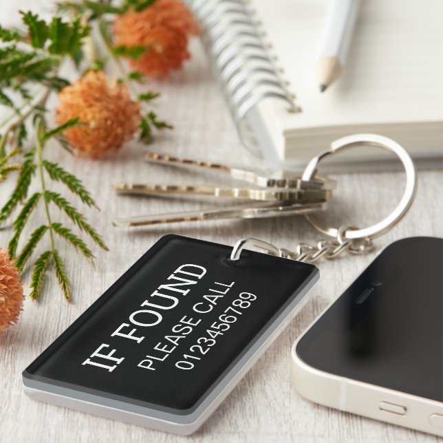 If Found Please Call This Number personalised  Key Ring (Front Right)