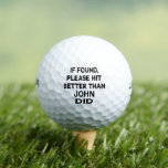 If Found, Please Hit Better Than Personalised Name Golf Balls<br><div class="desc">Funny golf balls,  If Found,  Please Hit Better Than Personalised Name Did</div>