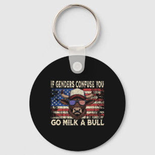 If Genders Confuse You Go Milk A Bull Usa Flag Ame Key Ring
