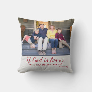 If God is for us Christian Family Photo Cushion