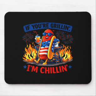 If grillin chillin bbq hot dog humour funny mouse pad