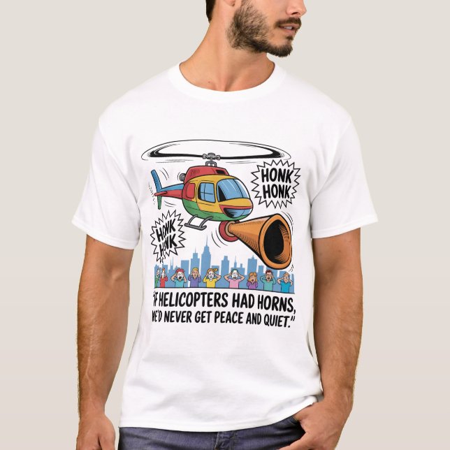 If Helicopters Had Horns – Funny Helicopter Comic T-Shirt (Front)