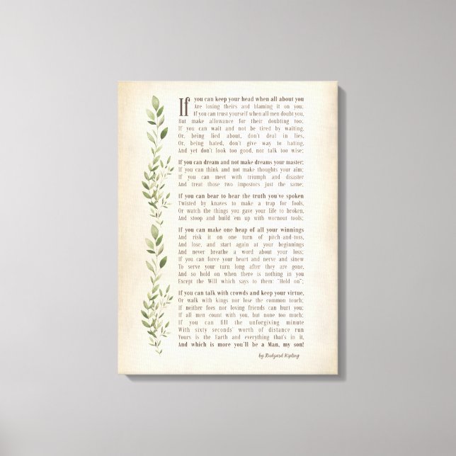 IF, Inspired poem of Rudyard Kipling Canvas Print (Front)