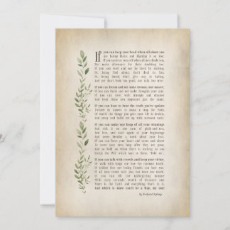 IF, Inspired poem of Rudyard Kipling Invitation