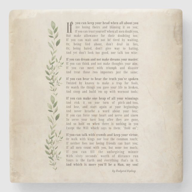 IF, Inspired poem of Rudyard Kipling Stone Coaster (Front)