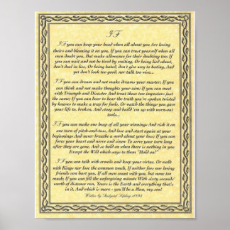 IF Inspiring Poem for Young Men by Rudyard Kipling Poster