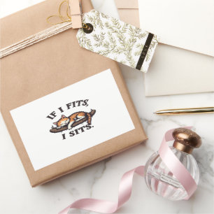 If it Fits I Sits Funny Sleepy Cat Feline Kitten Rectangular Sticker