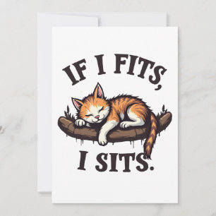 If it Fits I Sits Funny Sleepy Cat Feline Kitten Thank You Card