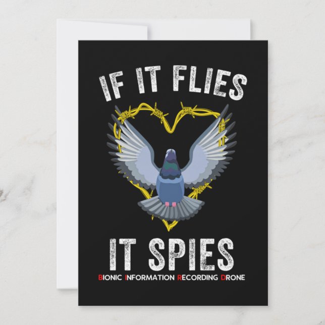 If It Flies It Spies Birds Are Not Real Funny Dron Invitation (Front)