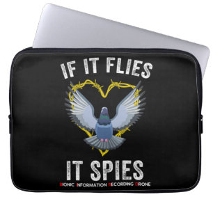 If It Flies It Spies Birds Are Not Real Funny Dron Laptop Sleeve