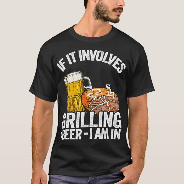 If It Involves Grilling & Beer Pork Rub Dad BBQ Me T-Shirt (Front)
