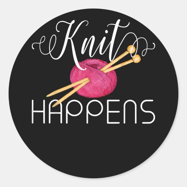 If It Involves Knitting and Coffee Count Me In Cut Classic Round Sticker (Front)
