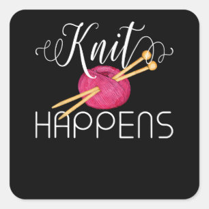 If It Involves Knitting and Coffee Count Me In Cut Square Sticker