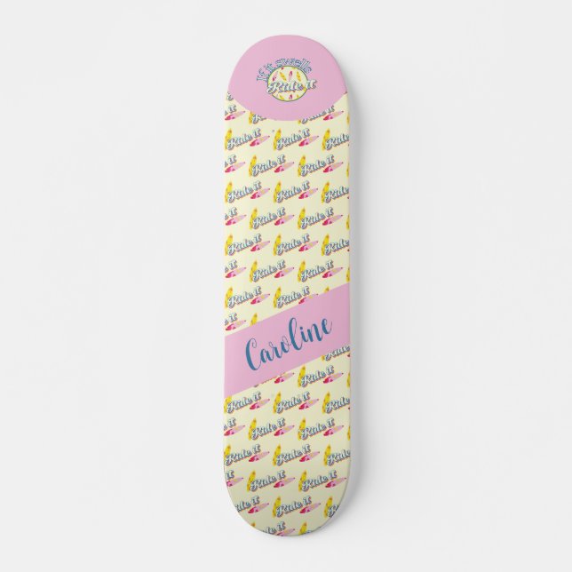 If it swells ride it surfing pink girly skateboard (Front)