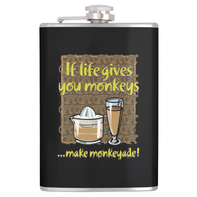 If life gives you monkeys hip flask (Front)