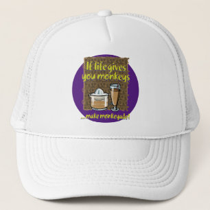 If life gives you monkeys Purple BG Trucker Hat