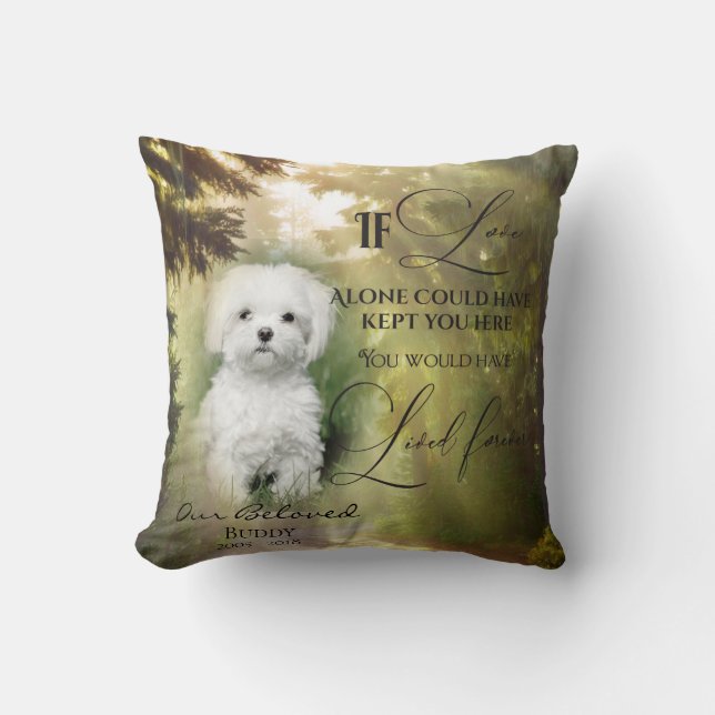 If Love Alone Forest Dog Memorial PHOTO Prayer Cushion (Front)