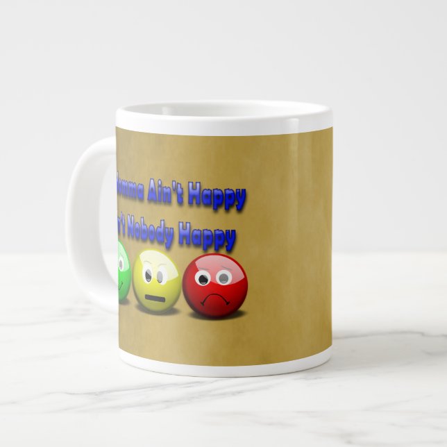 If Momma Ain't Happy Saying with Emojis Large Coffee Mug (Front Left)